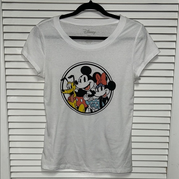 Disney Women's White Cap Sleeve Tee with Mickey and Friends - Picture 1 of 3